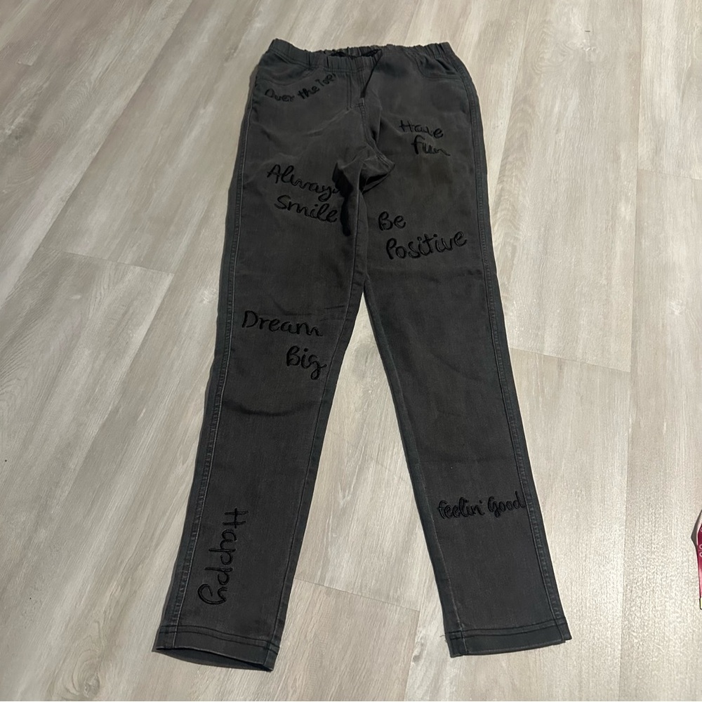 Calzedonia Gray Pull Up Embroidered Skinny Jeans Sz XS